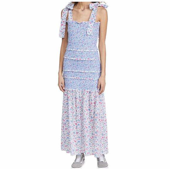 Yvonne & Love Boho Shoulder Tie Cottage Farm Western Robyn Coquette Ruffle Dress - Picture 3 of 10